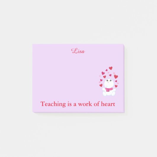 Roze harten onderwijzen post-it® notes (Voorkant)
