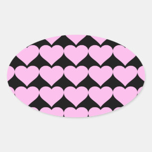 Roze harten, onvoorwaardelijke liefde_ ovale sticker