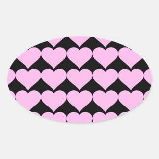 Roze harten, onvoorwaardelijke liefde_ ovale sticker