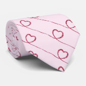 Roze harten op Bord Roze Stropdas (Opgerold)