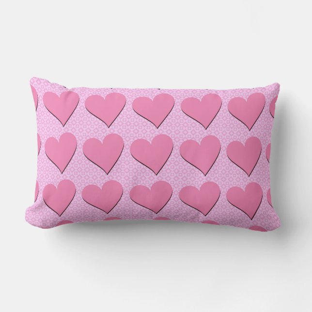 Roze harten op de roze achtergrond Cute Pillow Kussen (Voorkant)