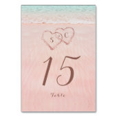 Roze harten op de zandstrandbruiloft kaart (Voorkant)