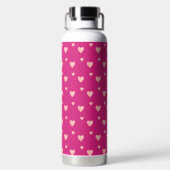 Roze harten op een magenta roze waterfles (Achterkant)