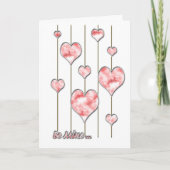 Roze harten op gouden draad Valentijns zijn Feestdagen Kaart (Voorkant)