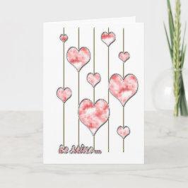 Roze harten op gouden draad Valentijns zijn Feestdagen Kaart