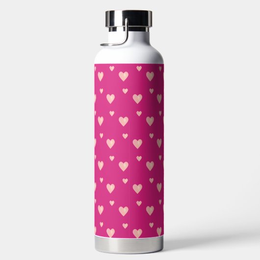 Roze harten op magenta roze waterfles (Rechts)