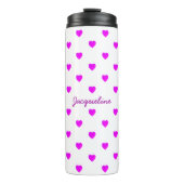 Roze Harten op Minimaal WIT Thermosbeker (Voorkant)