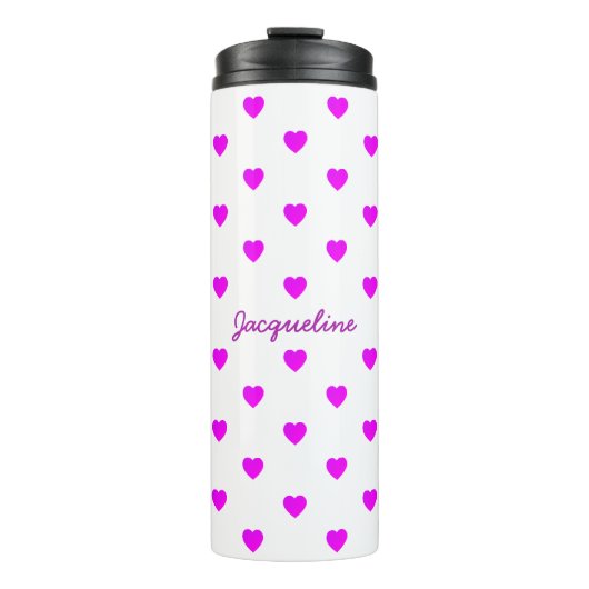 Roze Harten op Minimaal WIT Thermosbeker (Voorkant)