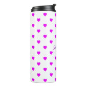 Roze Harten op Minimaal WIT Thermosbeker (Gedraaid links)