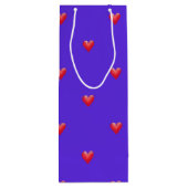 Roze harten op Paars | VALENTIJNSDAG Wijn Cadeautas (Achterkant)