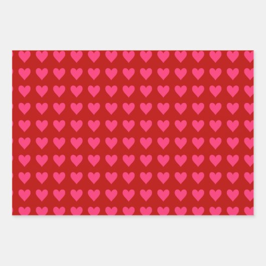 Roze harten op rood inpakpapier vel (Voorkant 2)