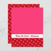 Roze harten op rood met roze papier van 4.5x5.6 (Voorkant / Achterkant)