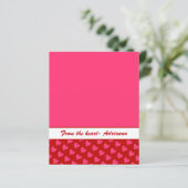 Roze harten op rood met roze papier van 4.5x5.6 (Staand voorkant)