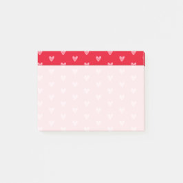 Roze harten op rood met vervaagde schrijfruimte post-it® notes