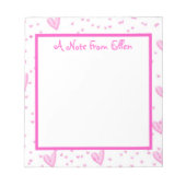 Roze harten op wit notitieblok (Voorkant)