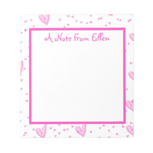 Roze harten op wit notitieblok (Voorkant)