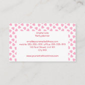 Roze harten op wit patroon visitekaartje (Achterkant)