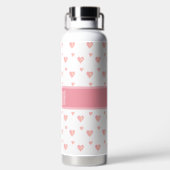 Roze harten op wit waterfles (Achterkant)
