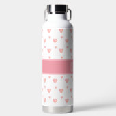 Roze harten op wit waterfles (Voorkant)