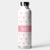 Roze harten op wit waterfles (Links)