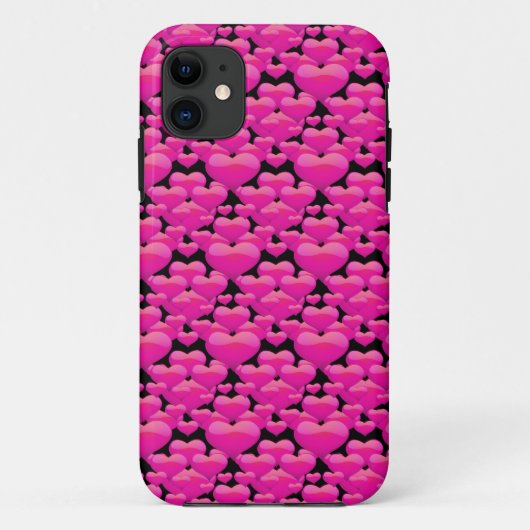 Roze harten op zwart Case-Mate iPhone case (Achterkant)