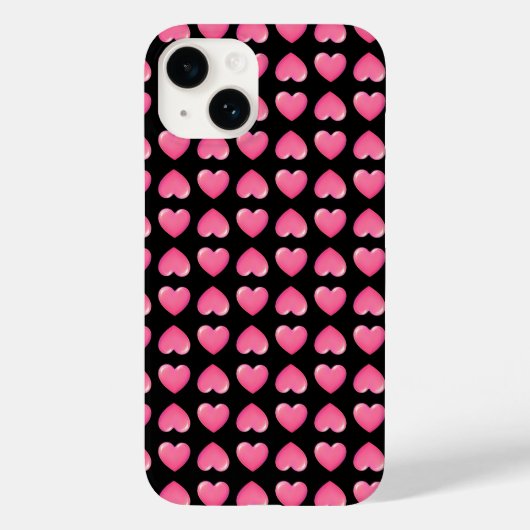 Roze harten op zwart Case-Mate iPhone case (Achterkant)