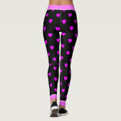 Roze Harten op ZWART Leggings (Achterkant)