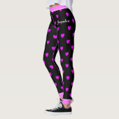 Roze Harten op ZWART Leggings (Links)
