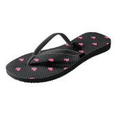 Roze harten op zwart teenslippers (Schuin)