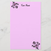  roze harten op zwarte Stippen met schuifbalken Briefpapier (Voorkant)