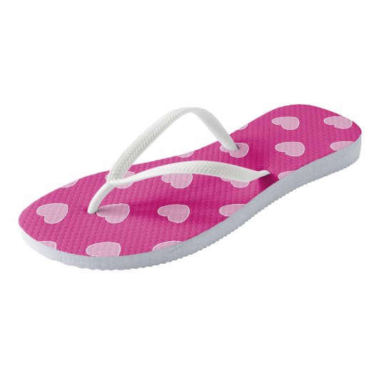 Roze harten Paar Teenslippers (Schuin)