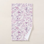 Roze harten paarse bladeren bad handdoek (Handdoek)
