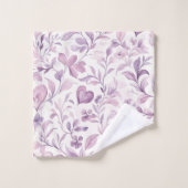 Roze harten paarse bladeren bad handdoek (Wasdoekje)