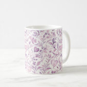 Roze harten paarse bladeren koffiemok (Voorkant rechts)