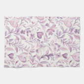 Roze harten paarse bladeren theedoek (Horizontaal)
