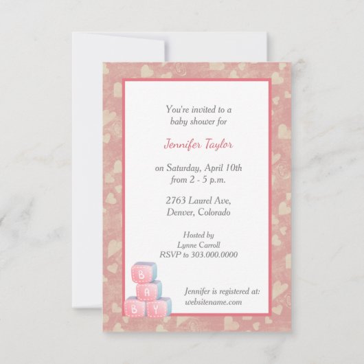 Roze harten Panda Beer Baby shower Kaart (Achterkant)