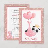 Roze harten Panda Beer Baby shower Kaart (Voorkant / Achterkant)