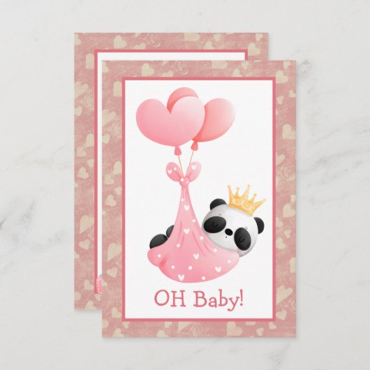 Roze harten Panda Beer Baby shower Kaart (Voorkant / Achterkant)
