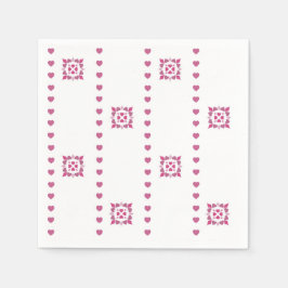 Roze harten, papieren servet voor Valentijnsdag