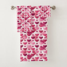 Roze harten patroon bad handdoek