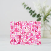 Roze harten patroon briefkaart (Staand voorkant)