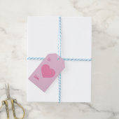 Roze harten patroon cadeaulabel (Met Touw)