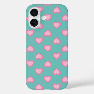 Roze harten patroon iPhone 16 hoesje
