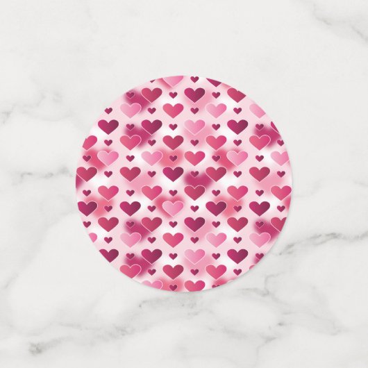 Roze harten patroon confetti (Kleine voorkant)