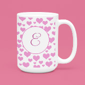 Roze Harten Patroon Elegant Monogram Custom Koffiemok