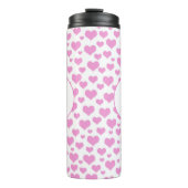 Roze Harten Patroon Elegant Monogram Custom Thermosbeker (Voorkant)