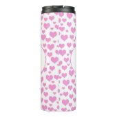 Roze Harten Patroon Elegant Monogram Custom Thermosbeker (Achterkant)
