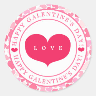Roze harten patroon - Happy Galentine's Day Ronde Sticker