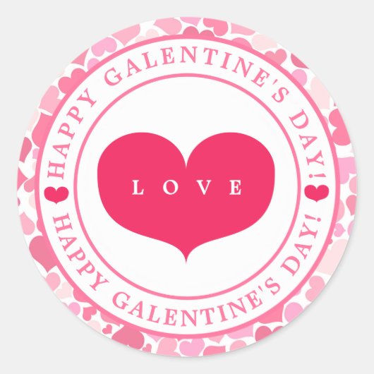 Roze harten patroon - Happy Galentine's Day Ronde Sticker (Voorkant)