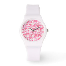 Roze Harten Patroon - Horloge